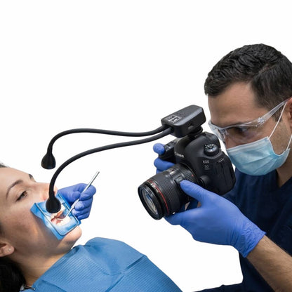 Iluminación LED Dual para Fotografía Dental – Compatible con Todos los Modelos de Cámara | Brillo Ajustable en 10 Niveles