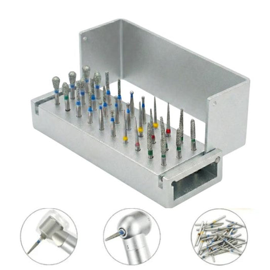 Freseros de Aluminio Autoclavable para 30 Fresas para Turbina de Alta Velocidad